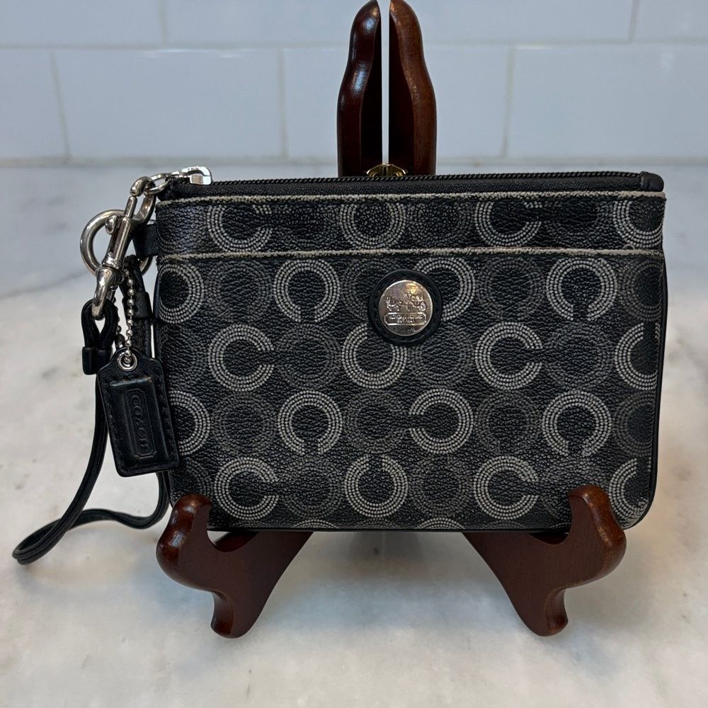 Coach Wristlet Bag Purse Waverly Opt Art Dotted Leather Pouch Clutch Wallet